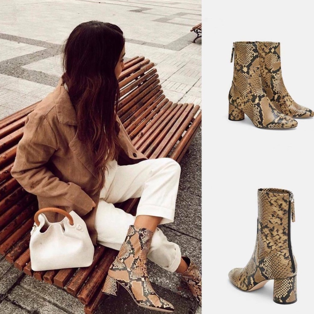 Zara Snake Animal Print Boots Size 9